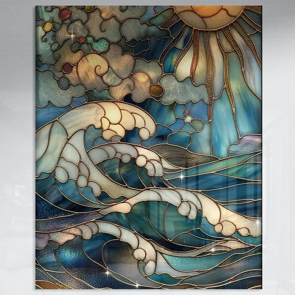 Tableau art vitrail océan soleil Love-Gallery