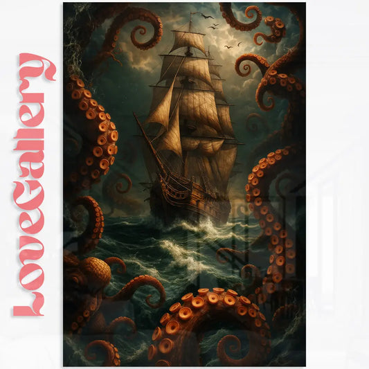 Tableau bateau kraken océan Love-Gallery