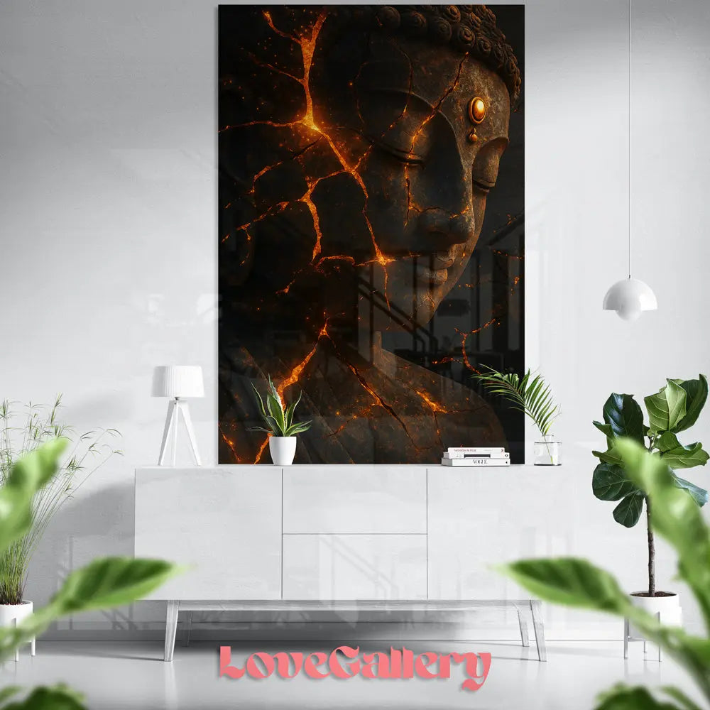 Tableau Bouddha craquelé style Kintsugi zen Love-Gallery