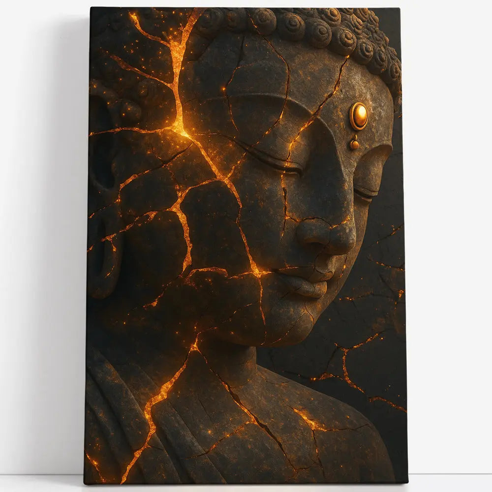 Tableau Bouddha craquelé style Kintsugi zen Love-Gallery