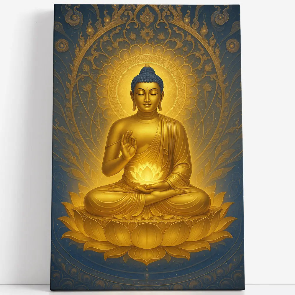 Tableau Bouddha doré sur lotus Mandala Love-Gallery