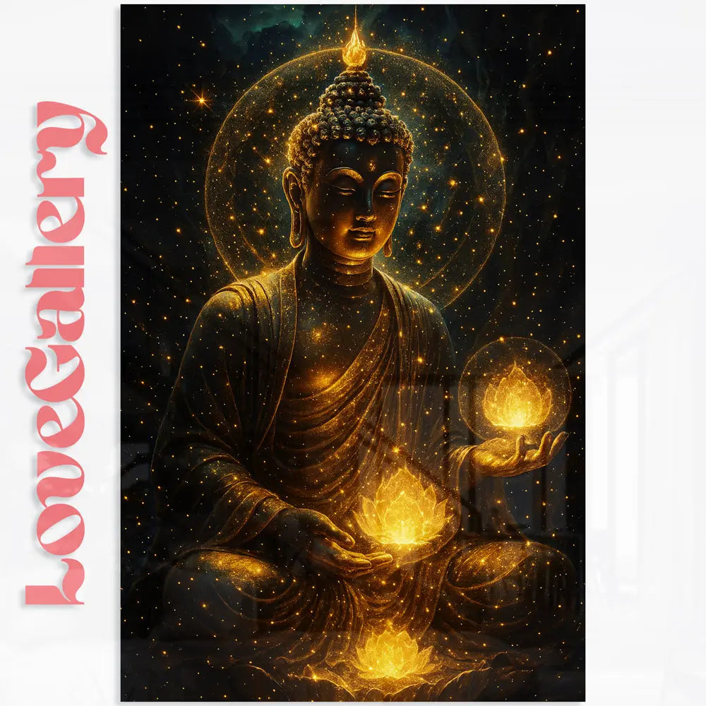 Tableau Bouddha lotus doré Love-Gallery