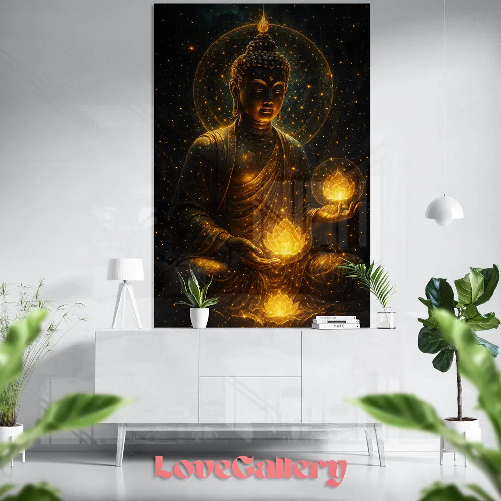 Tableau Bouddha lotus doré Love-Gallery