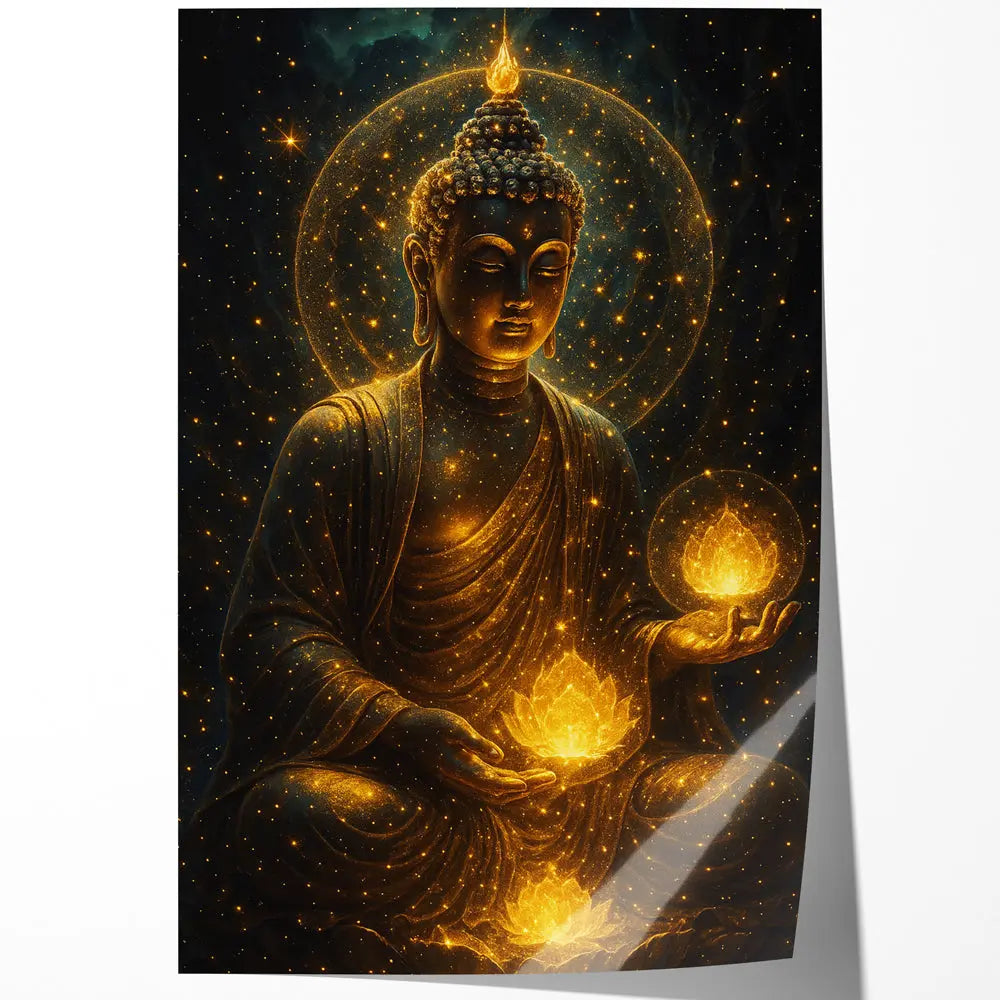 Tableau Bouddha lotus doré Love-Gallery