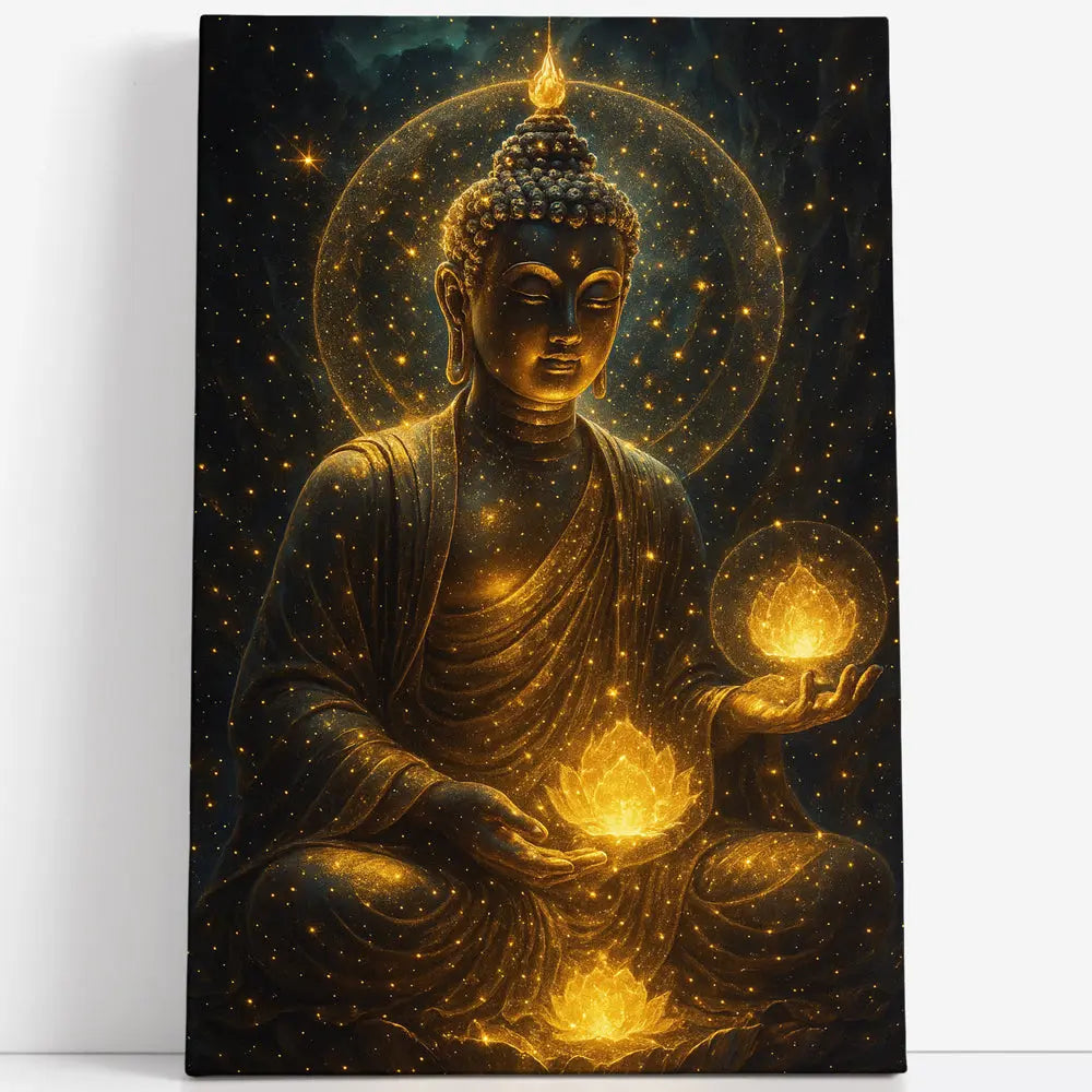 Tableau Bouddha lotus doré Love-Gallery