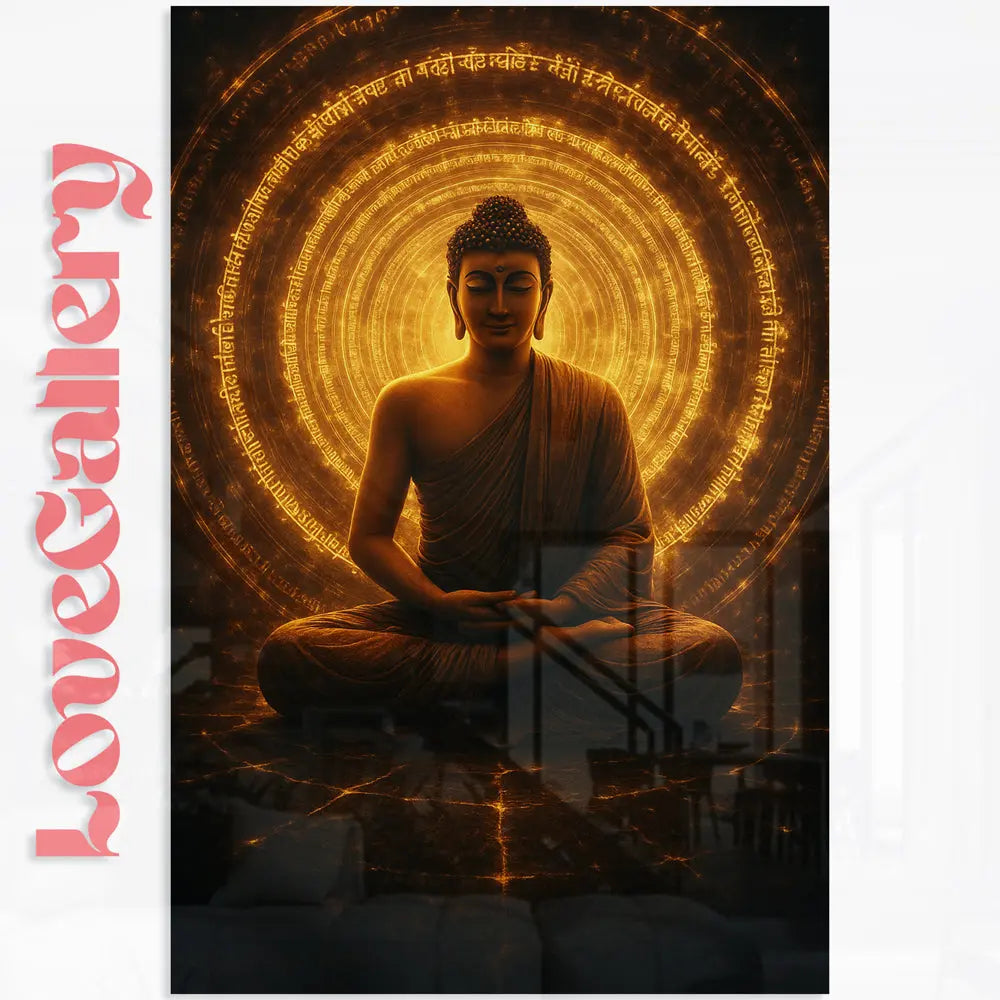 Tableau Bouddha mantra doré Love-Gallery