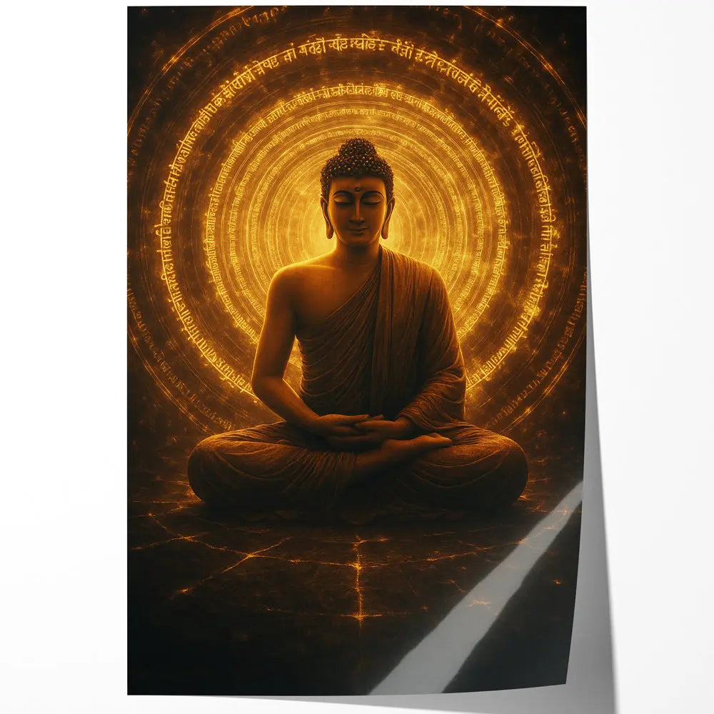 Tableau Bouddha mantra doré Love-Gallery