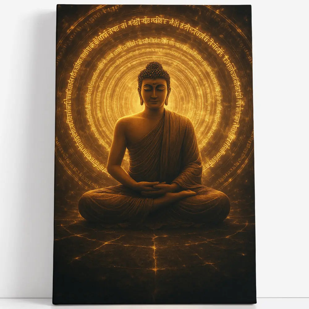 Tableau Bouddha mantra doré Love-Gallery