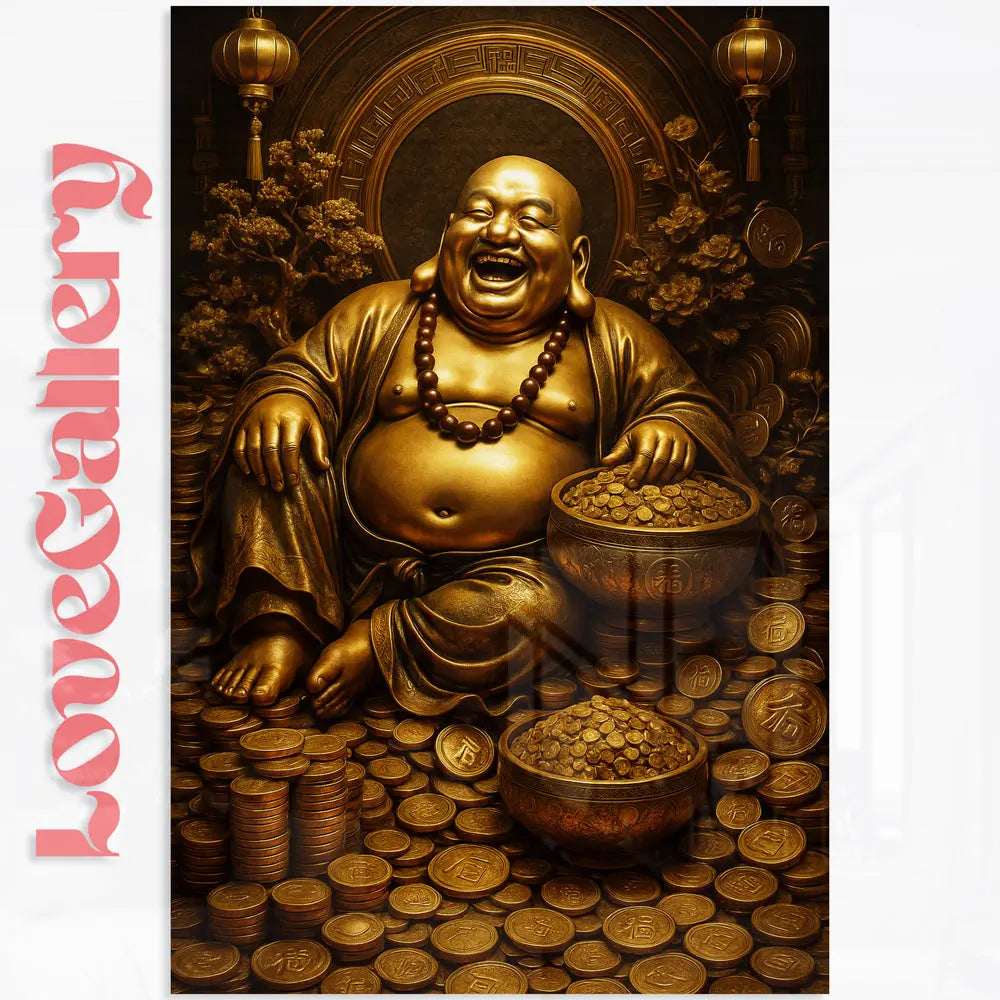 Tableau bouddha rieur or Love-Gallery