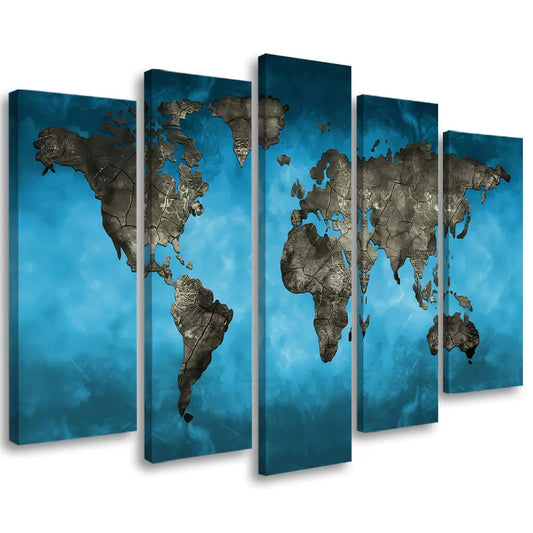 Tableau carte monde bleu bronze Love-Gallery