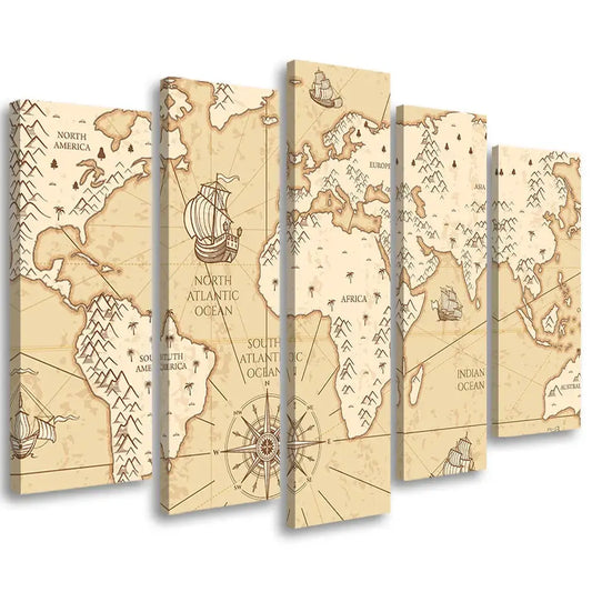 Tableau carte du monde vintage beige Love-Gallery