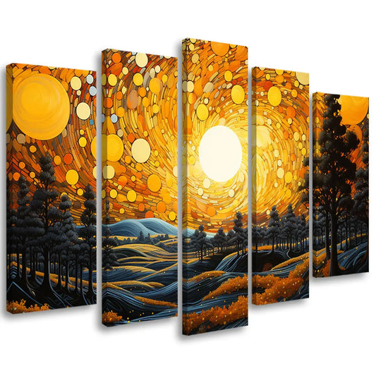 Tableau coucher de soleil abstrait tourbillonnant Love-Gallery