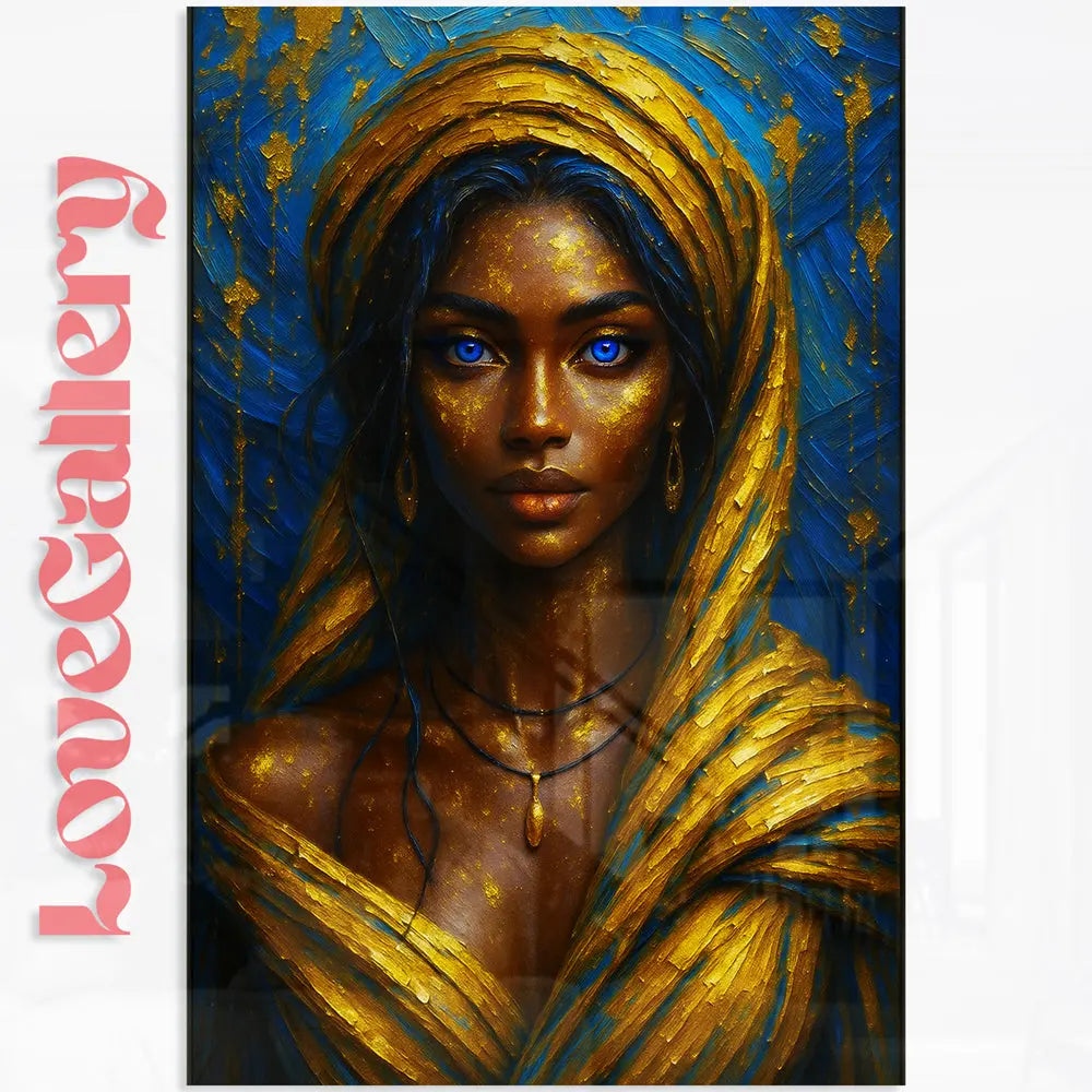 Tableau africaine yeux bleus doré Love-Gallery