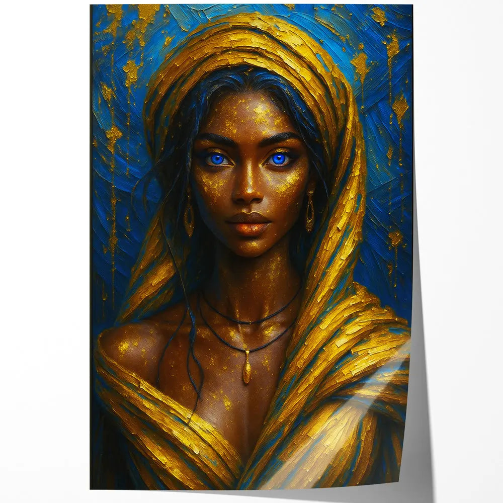 Tableau africaine yeux bleus doré Love-Gallery