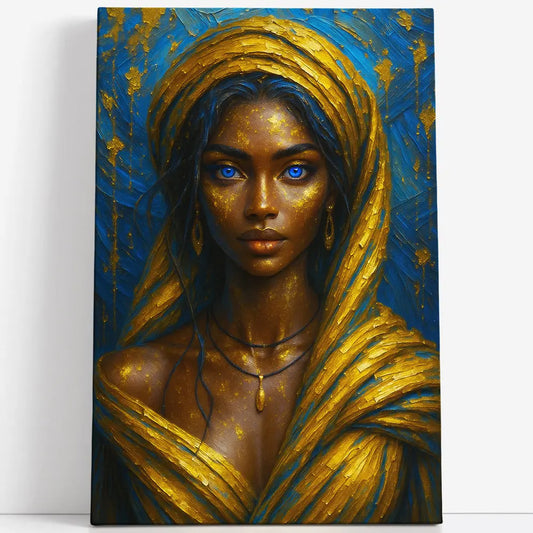 Tableau africaine yeux bleus doré Love-Gallery