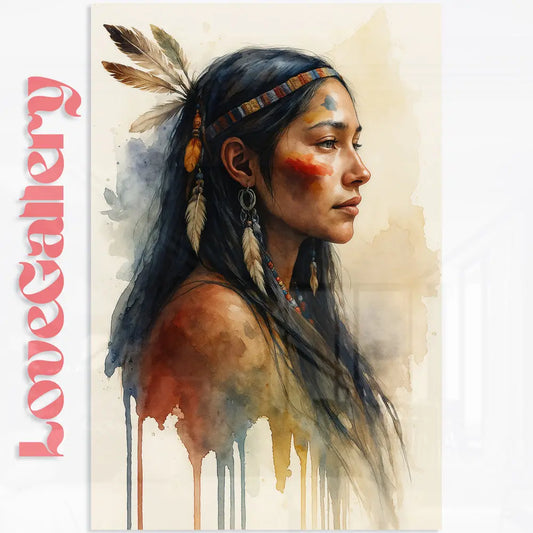 Tableau femme indienne aquarelle Love-Gallery