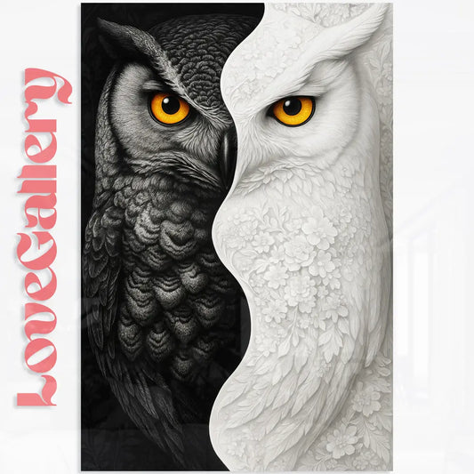 Tableau hibou noir blanc Love-Gallery