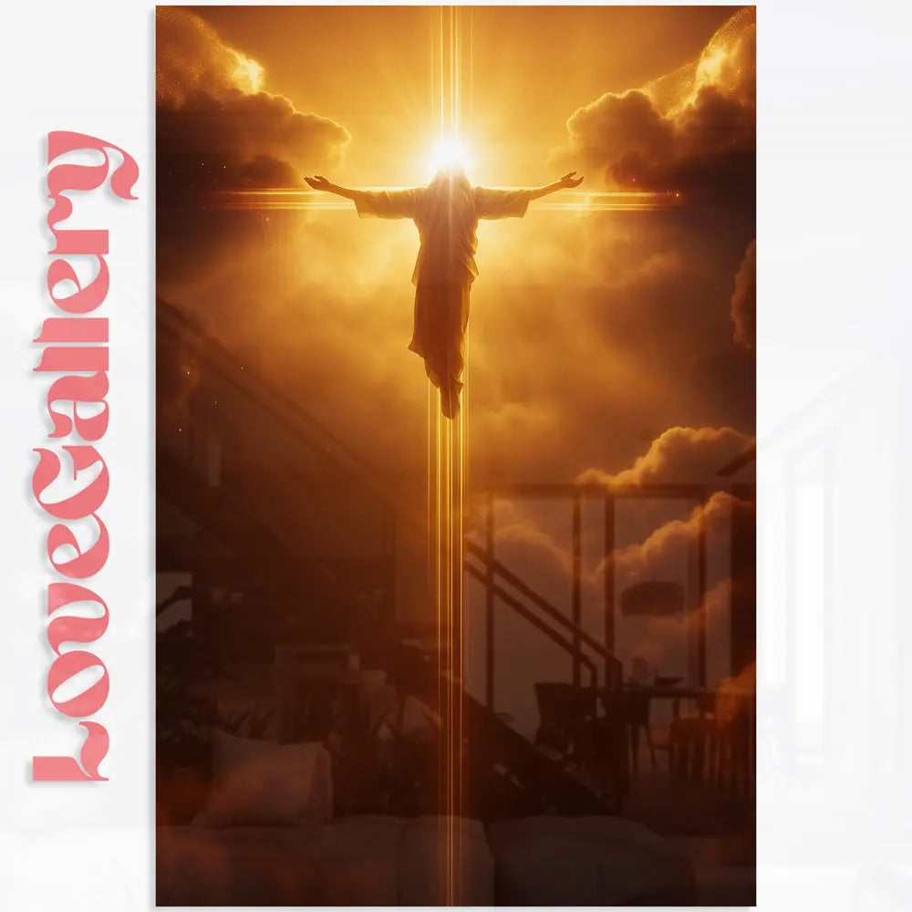 Tableau Jesus lumiere croix celeste Love-Gallery