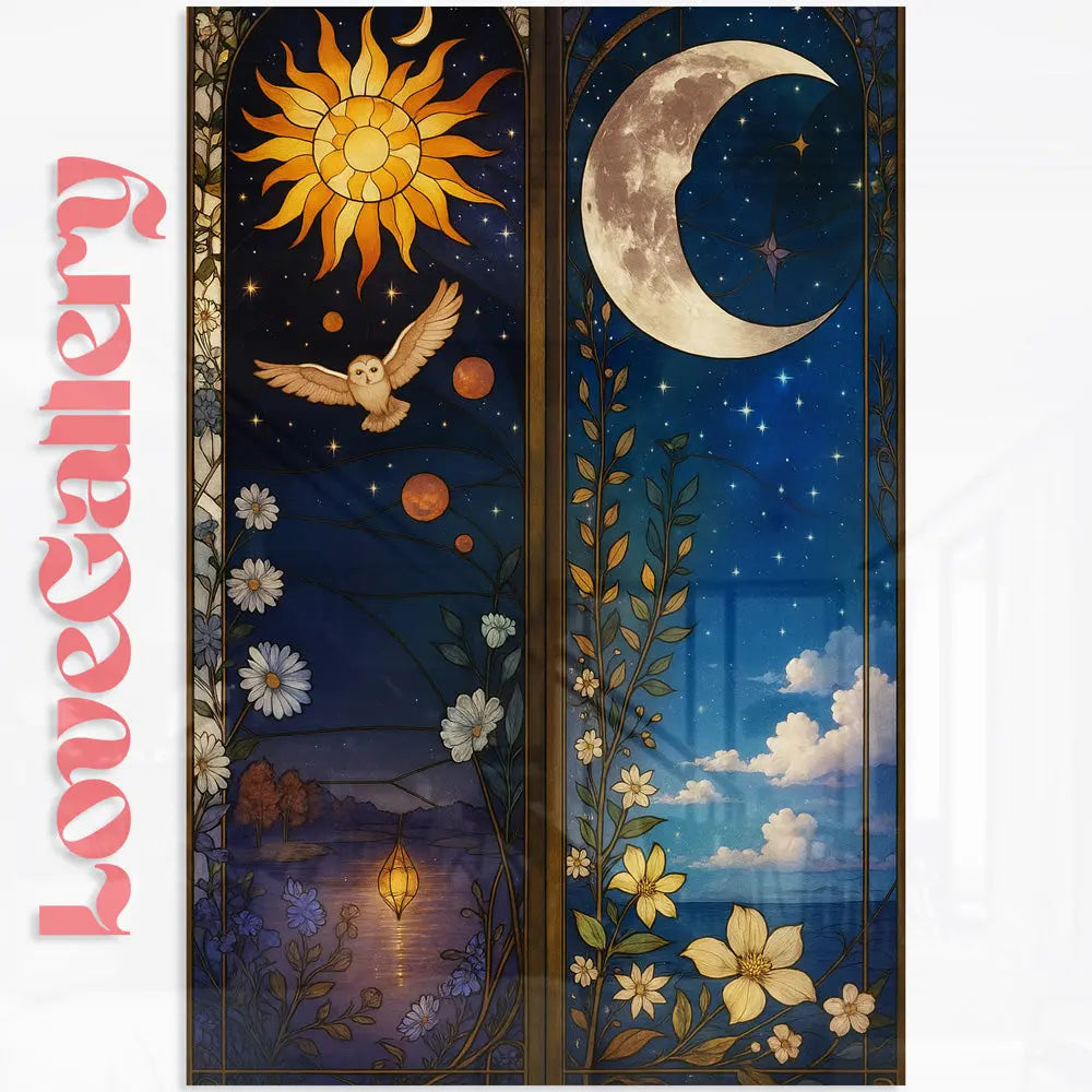 Tableau soleil lune vitrail Love-Gallery