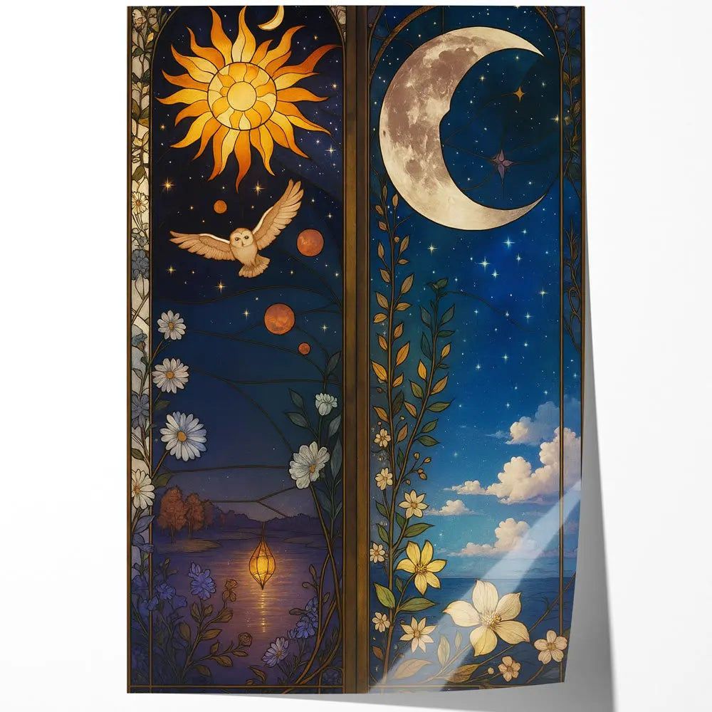 Tableau soleil lune vitrail Love-Gallery
