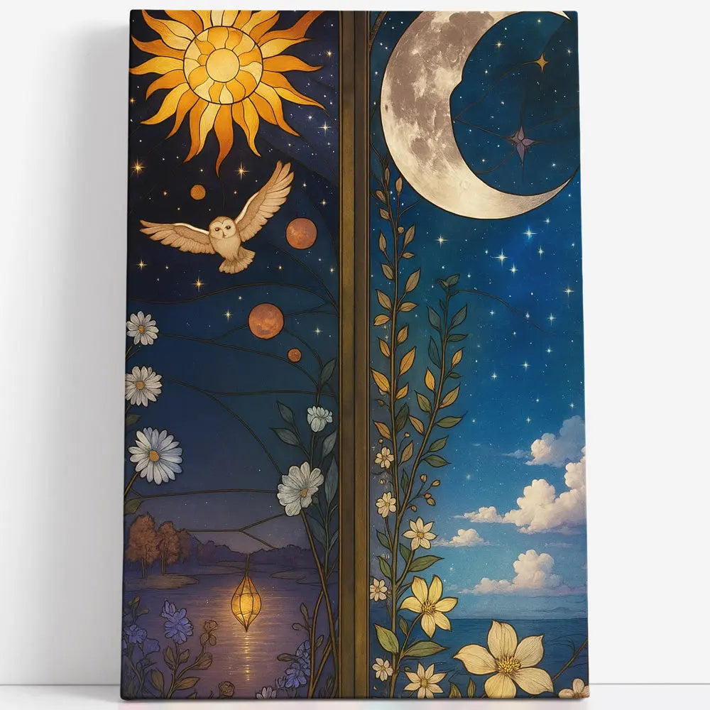 Tableau soleil lune vitrail Love-Gallery