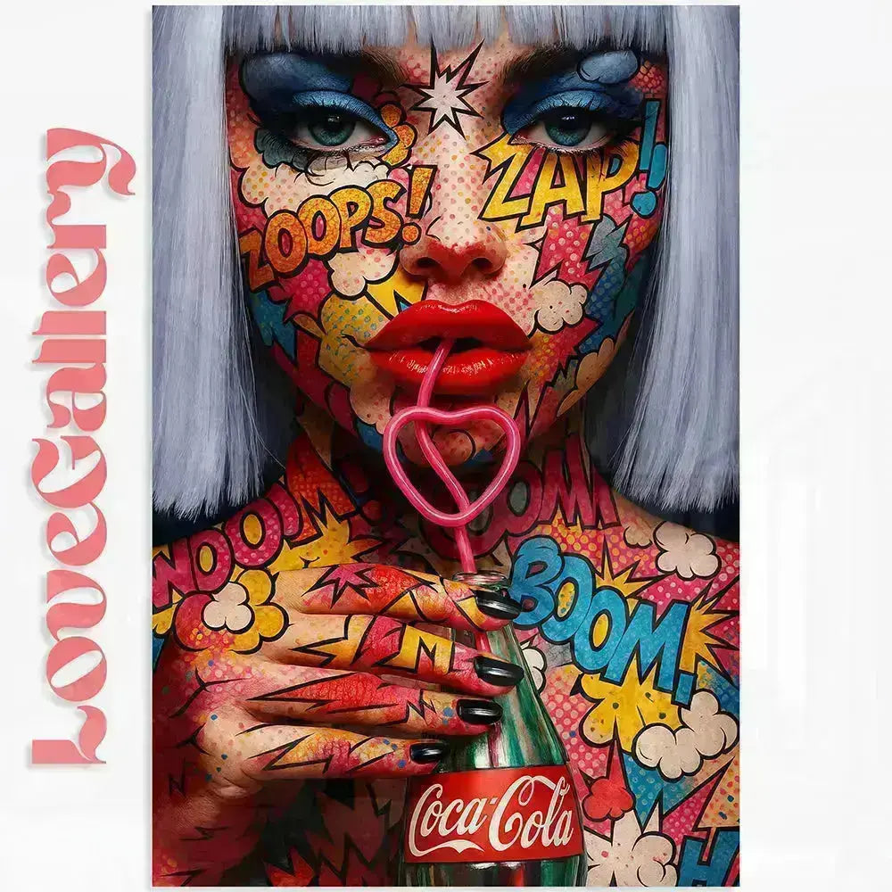 Tableau pop art femme coca Love-Gallery