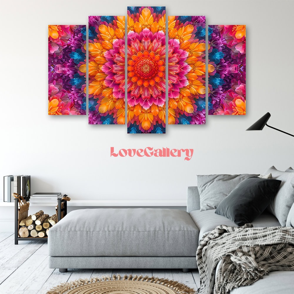 Tableau mandala floral hypnotique