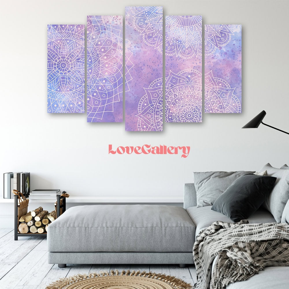 Tableau mandala aquarelle violet