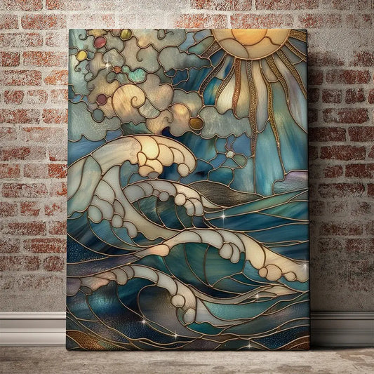 Tableau art vitrail océan soleil Love-Gallery