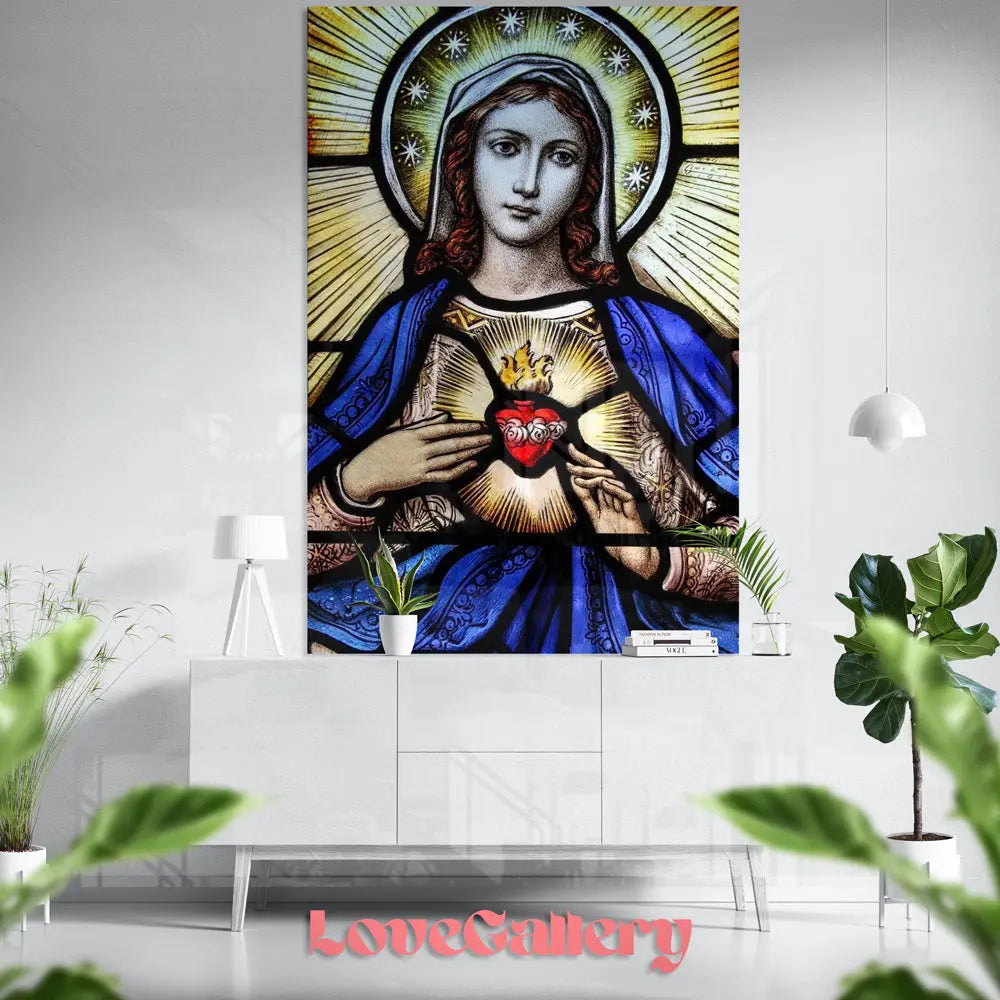 Tableau vitrail du cœur immaculé de Marie Love-Gallery