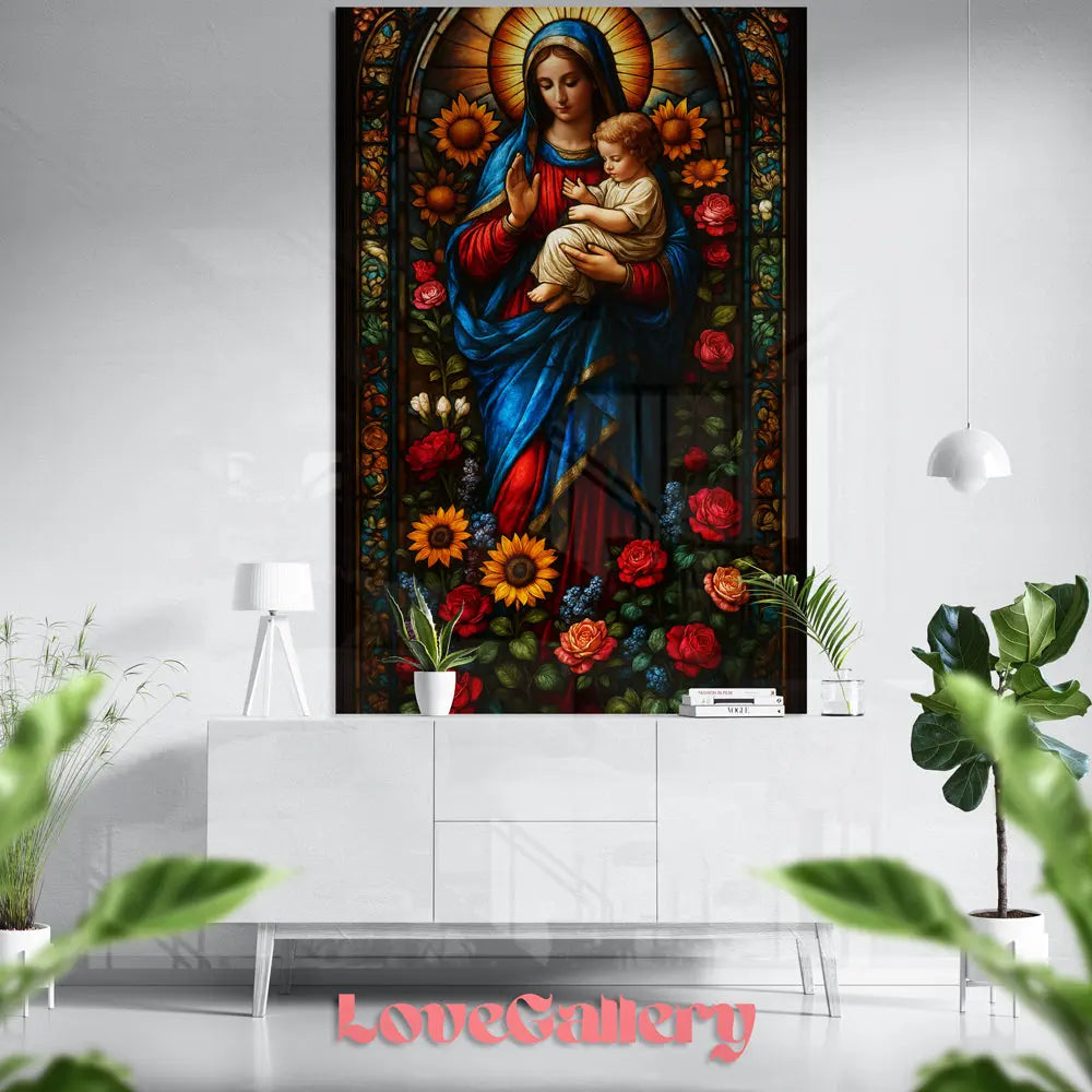 Tableau vitrail Madone du jardin éternel Love-Gallery