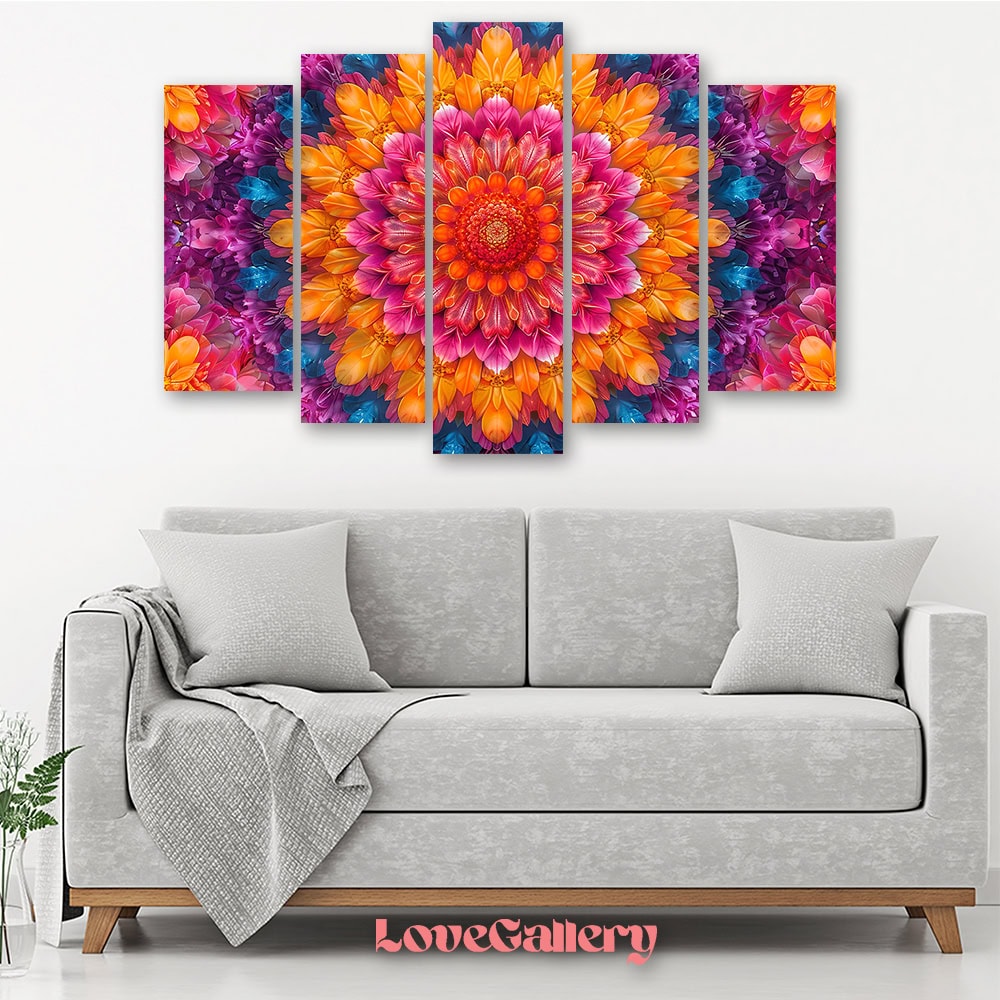 Tableau mandala floral hypnotique
