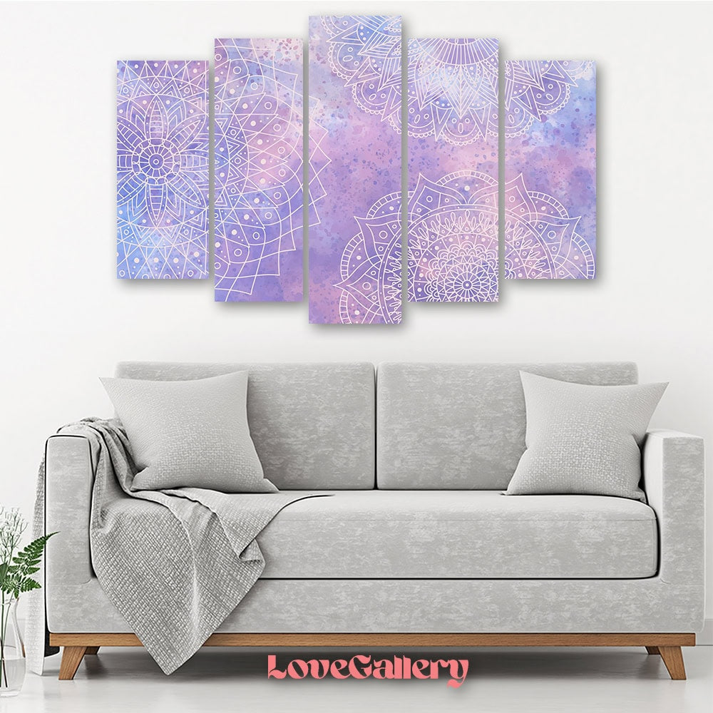 Tableau mandala aquarelle violet